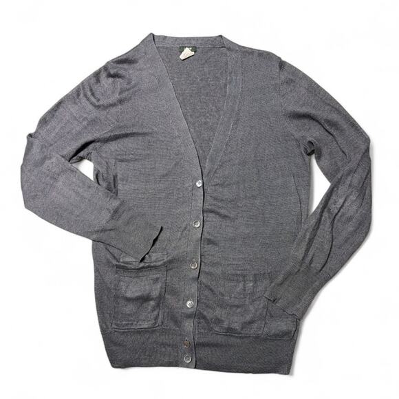 J. Crew Gray Linen Knit Cardigan with Pockets size Medium - Picture 1 of 9